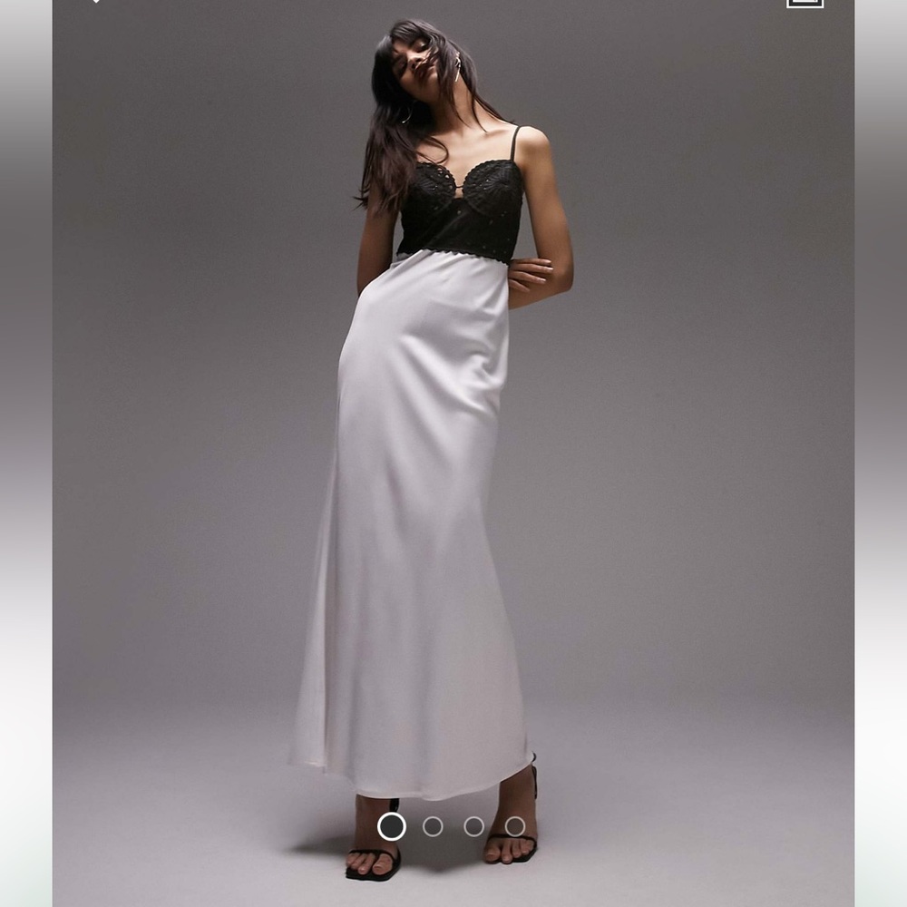 Broderie Bodice Black and White Midi Dress